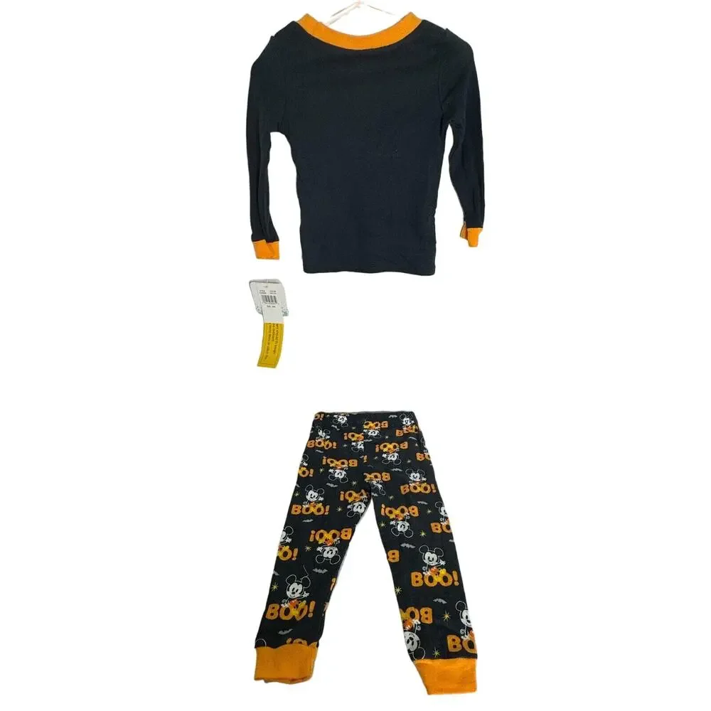 Disney Baby Mickey Mouse Halloween Pajama‎ Set Peek-A-Boo Size 24M Gray Orange